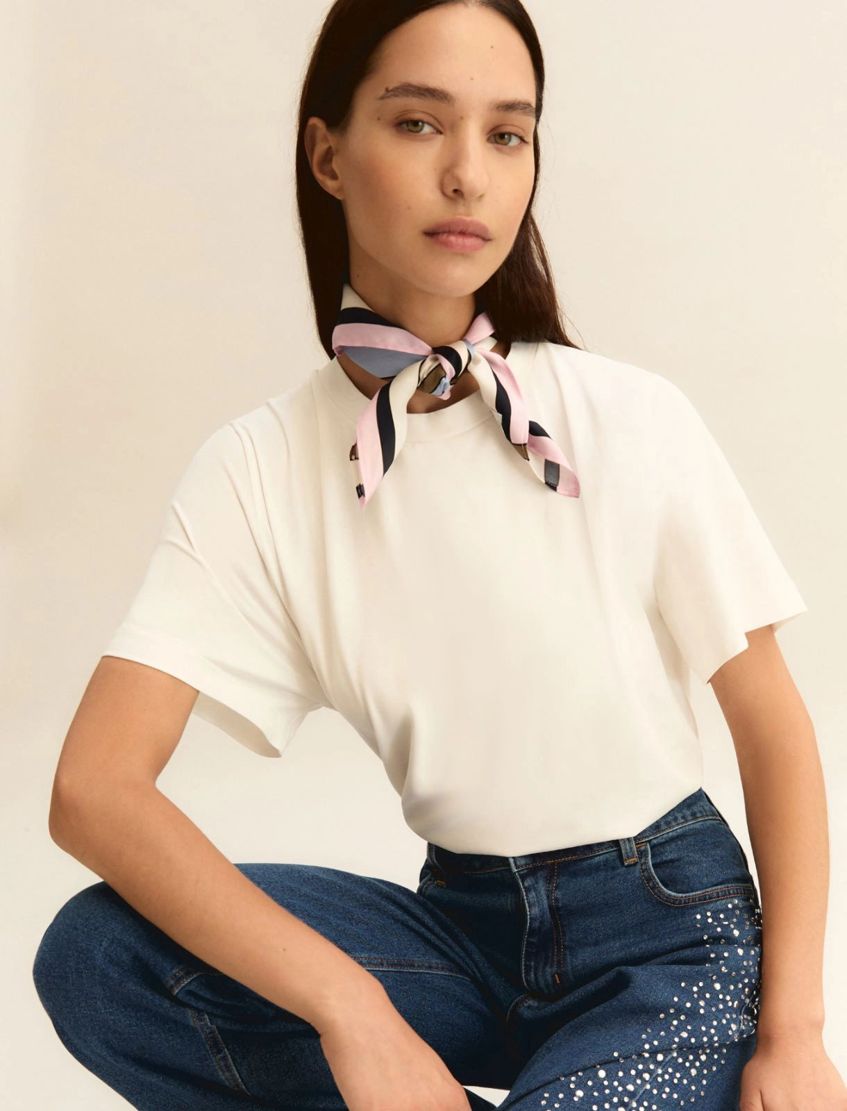 EMME MARELLA Jersey T-shirt with scarf detail