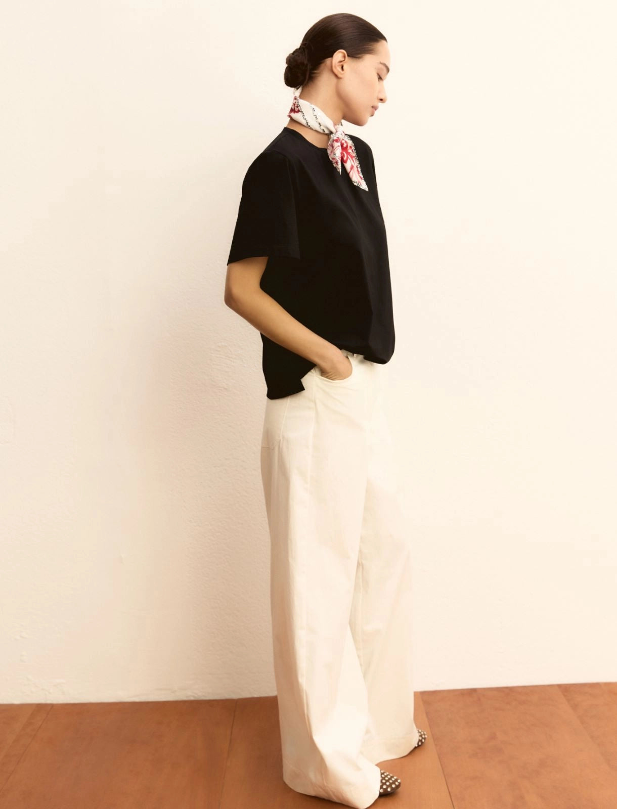 EMME MARELLA Jersey T-shirt with scarf detail