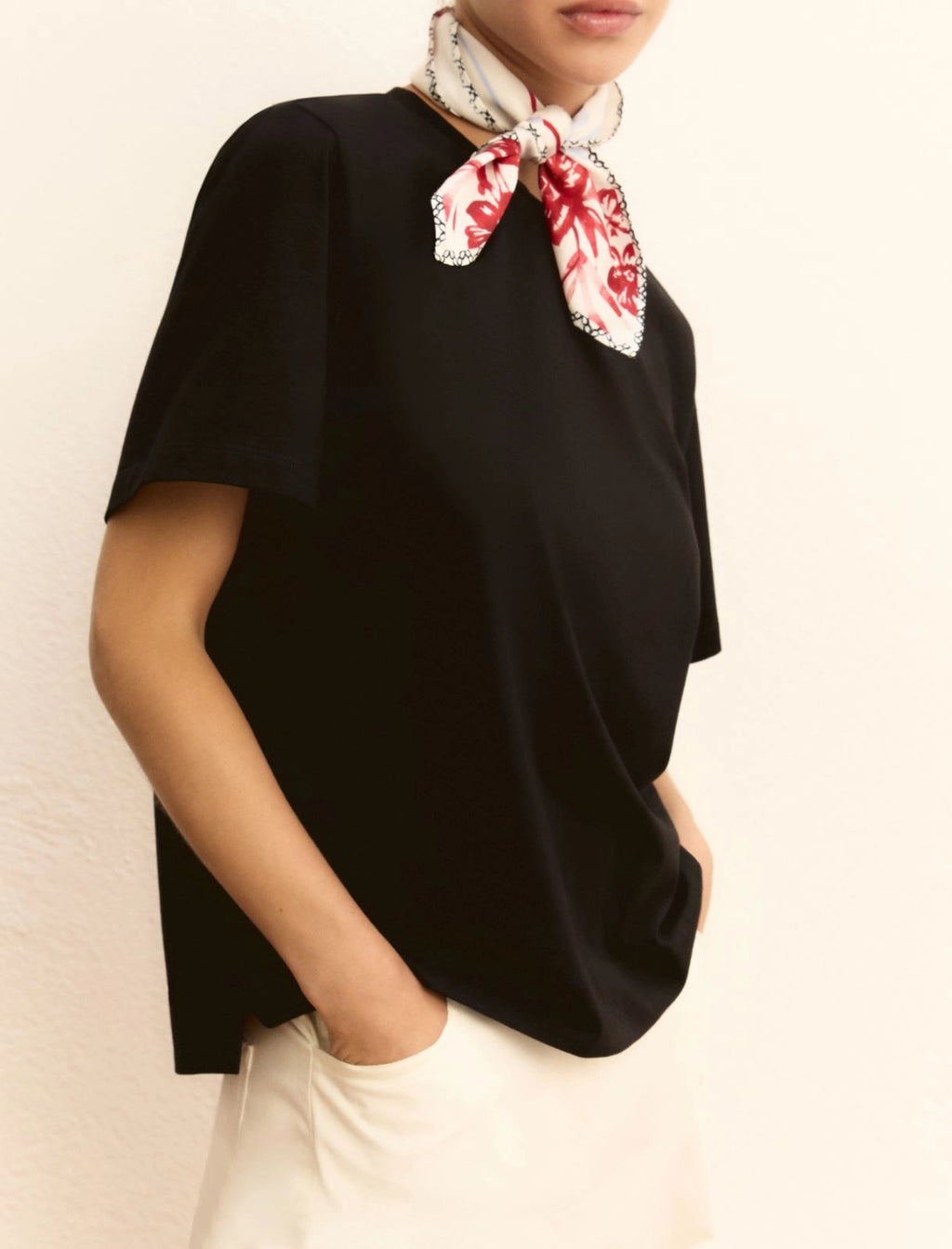 EMME MARELLA Jersey T-shirt with scarf detail