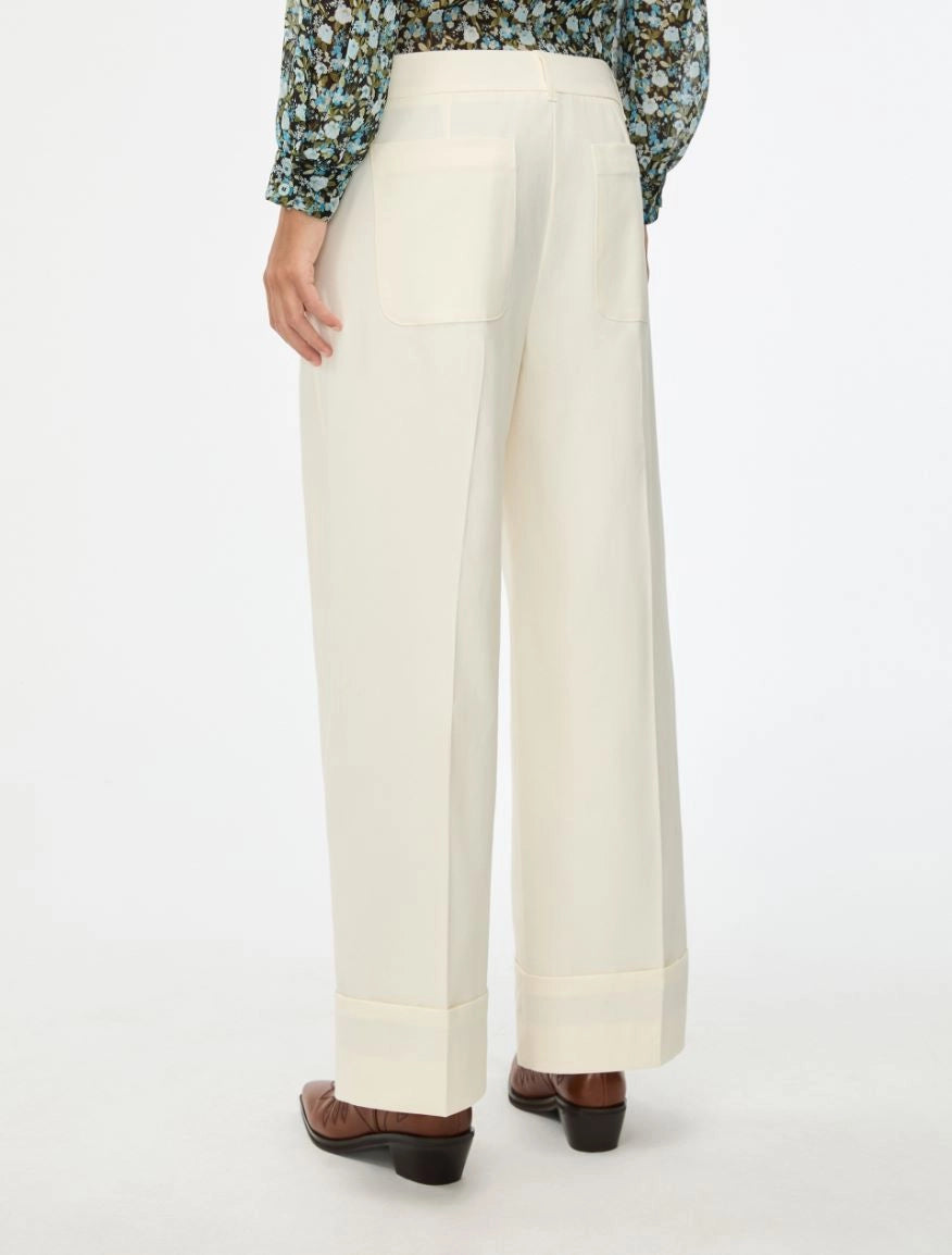 WIDE-LEG TROUSERS Wool White