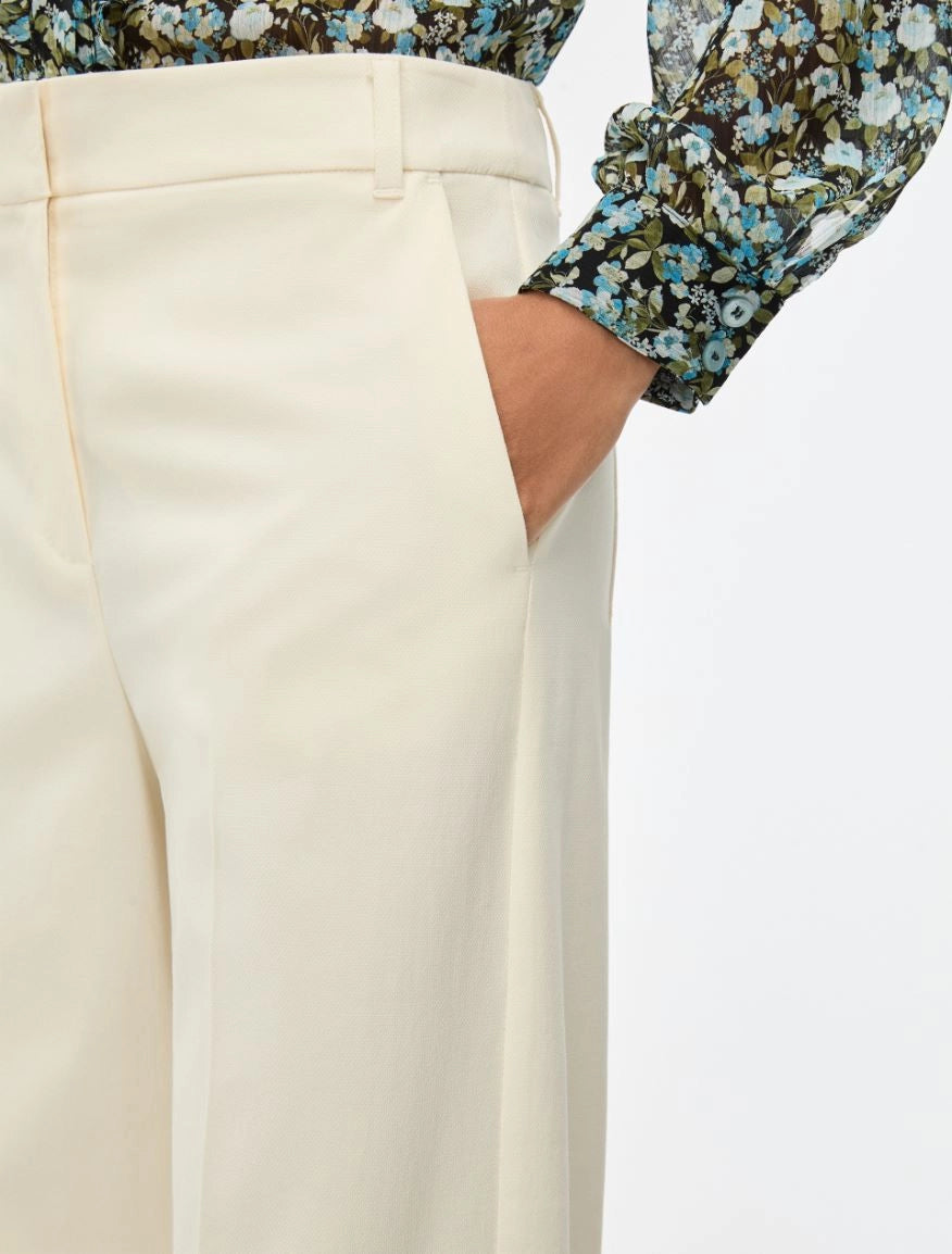 WIDE-LEG TROUSERS Wool White