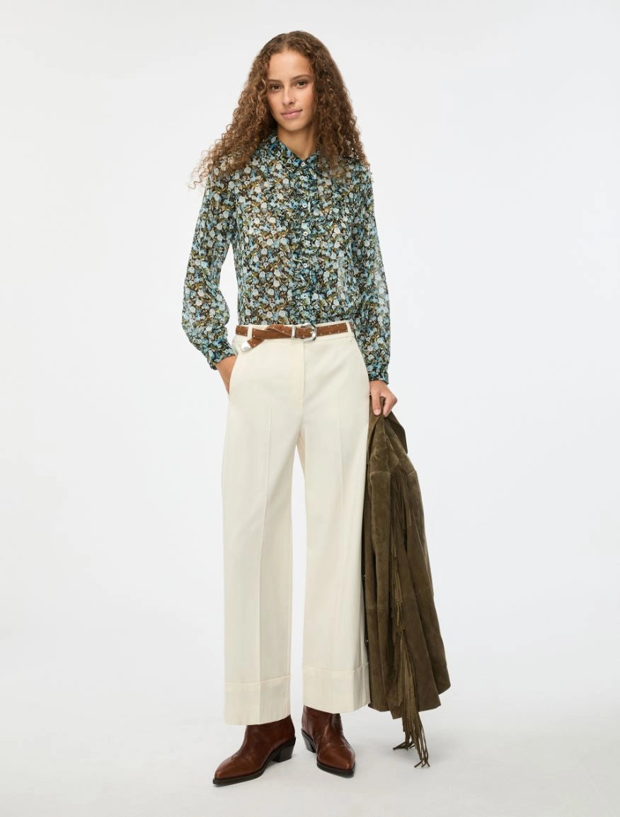 WIDE-LEG TROUSERS Wool White