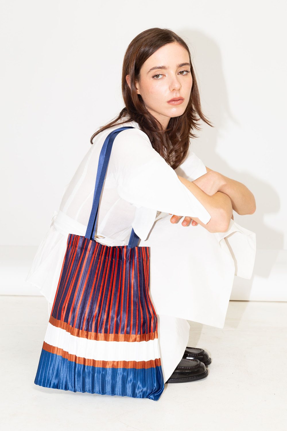 Borsa plissettata in raso Chiavari