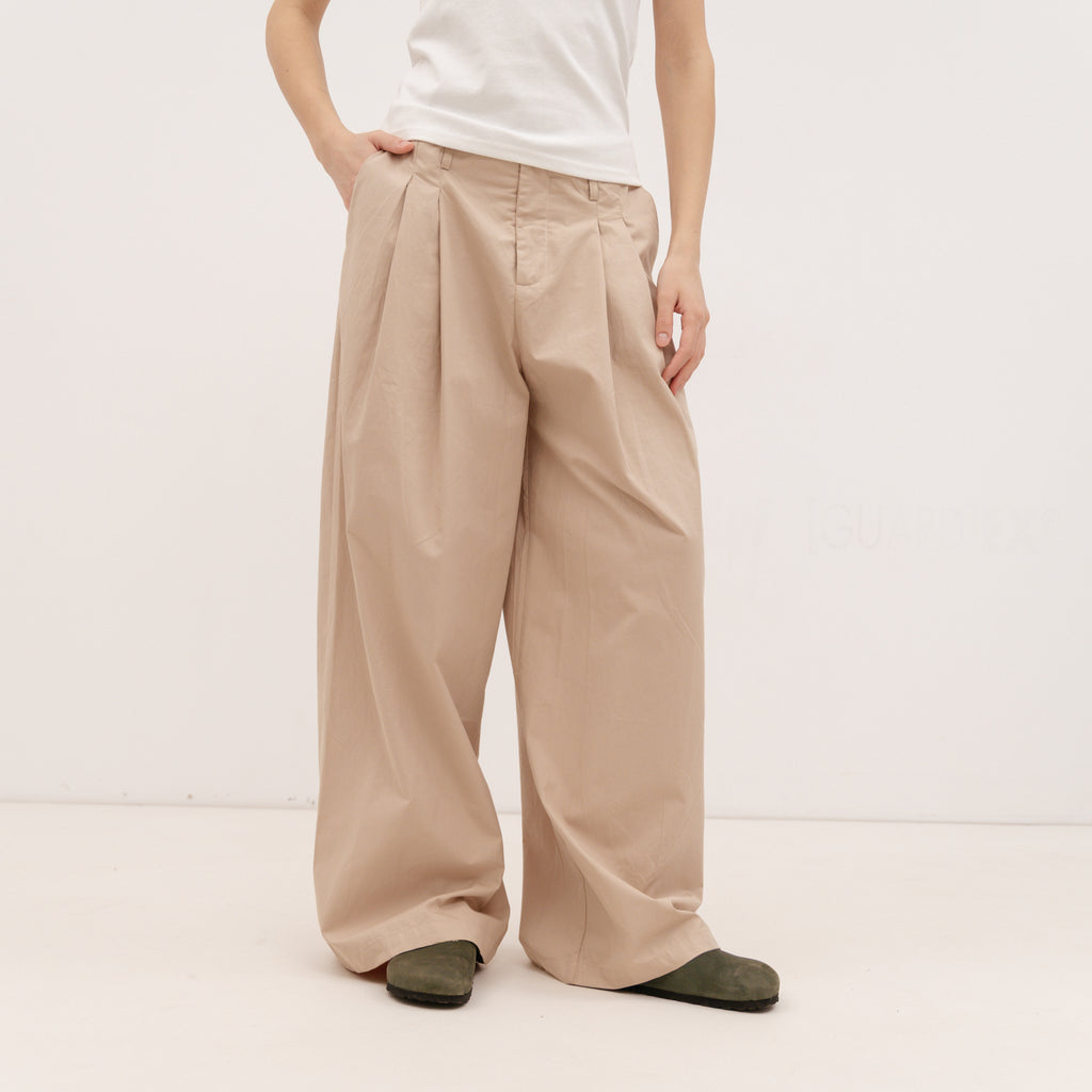 PERSA COLLECTION Beige Poplin Barrel Pants