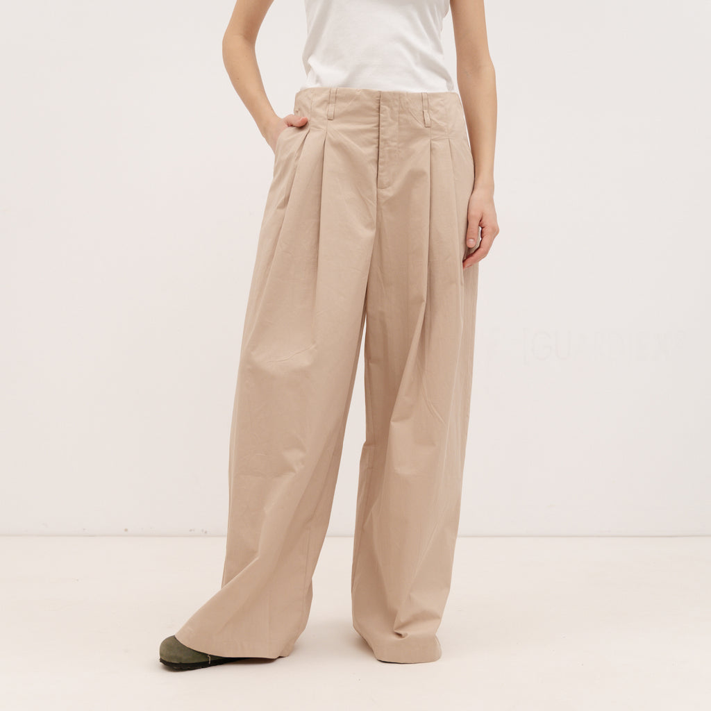 PERSA COLLECTION Beige Poplin Barrel Pants