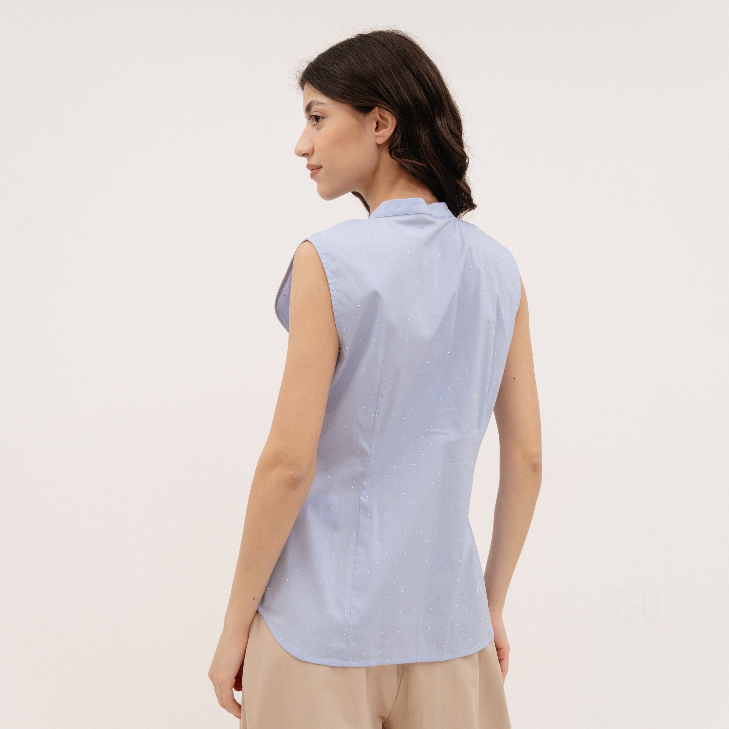 YESZEE Light Blue Sleeveless shirt with hearts