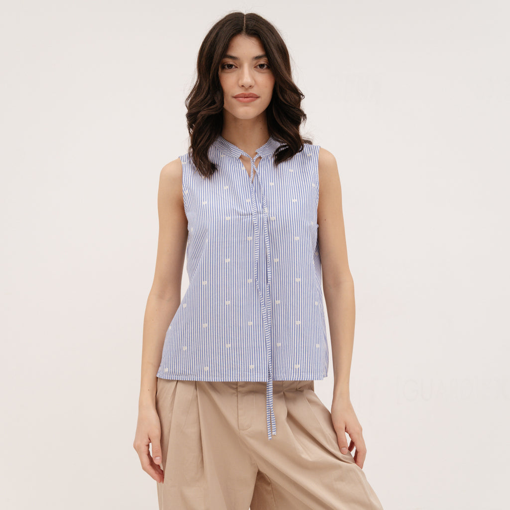 YESZEE Light Blue Sleeveless shirt with hearts