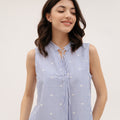 YESZEE Light Blue Sleeveless shirt with hearts