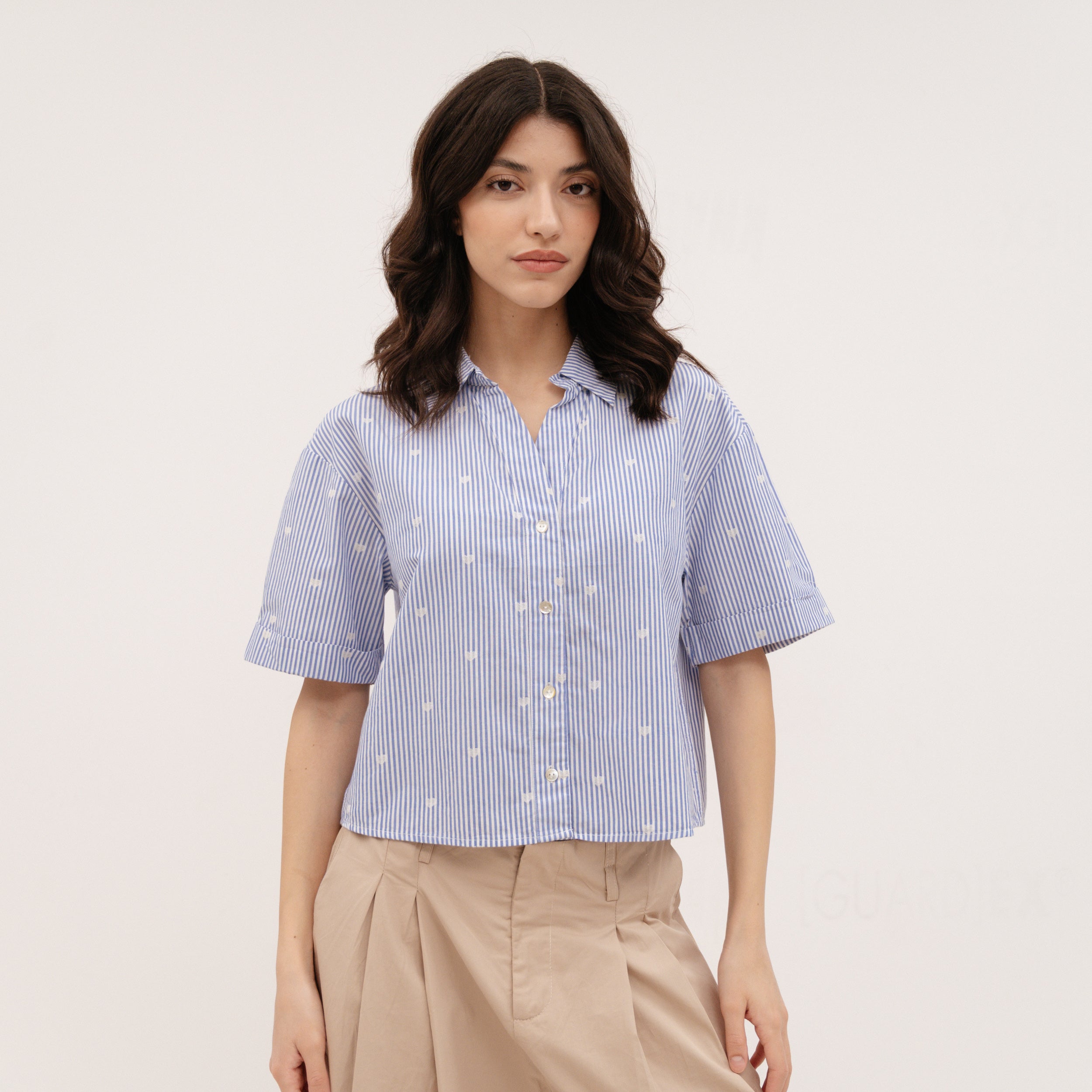 YESZEE Light Blue shirt with hearts