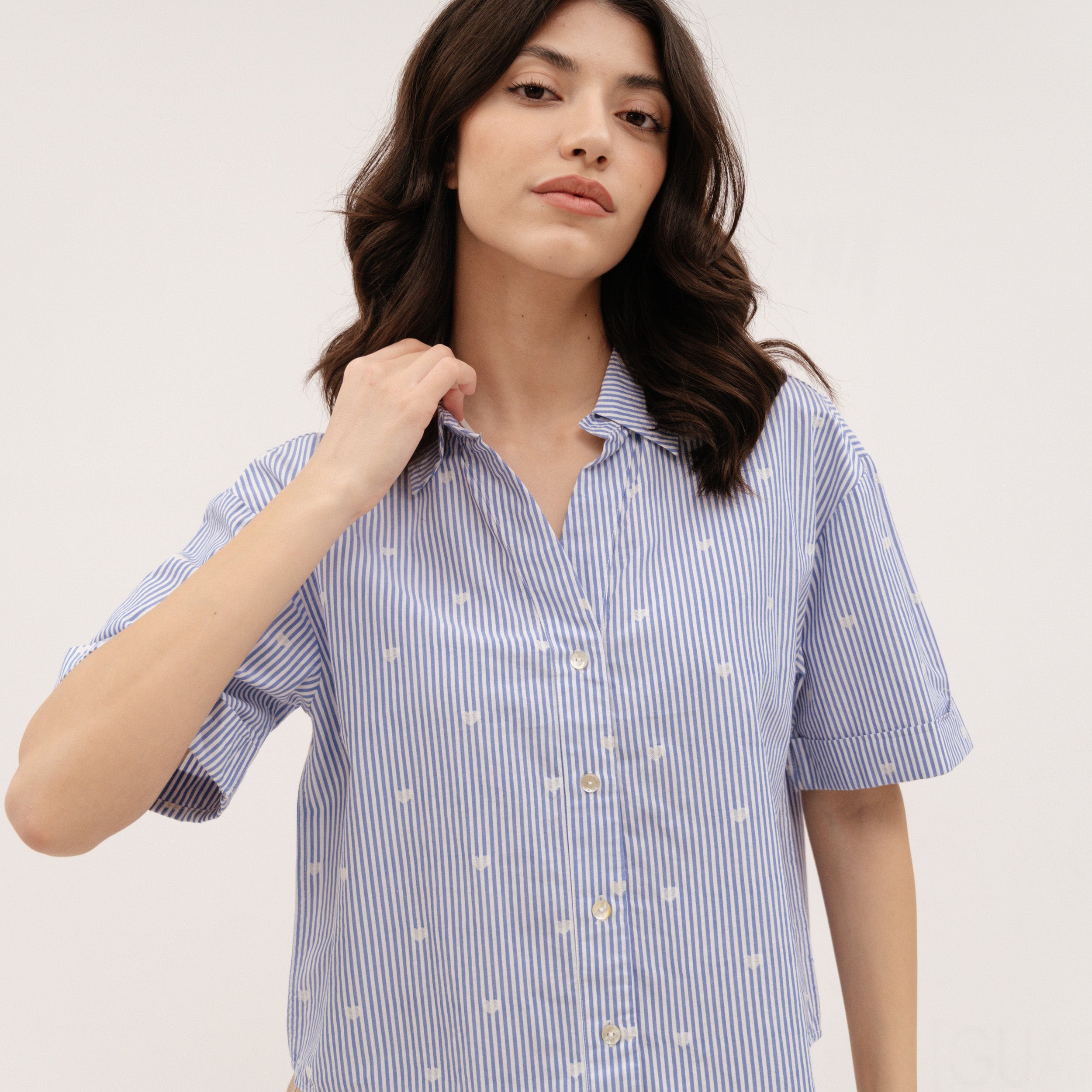 YESZEE Light Blue shirt with hearts