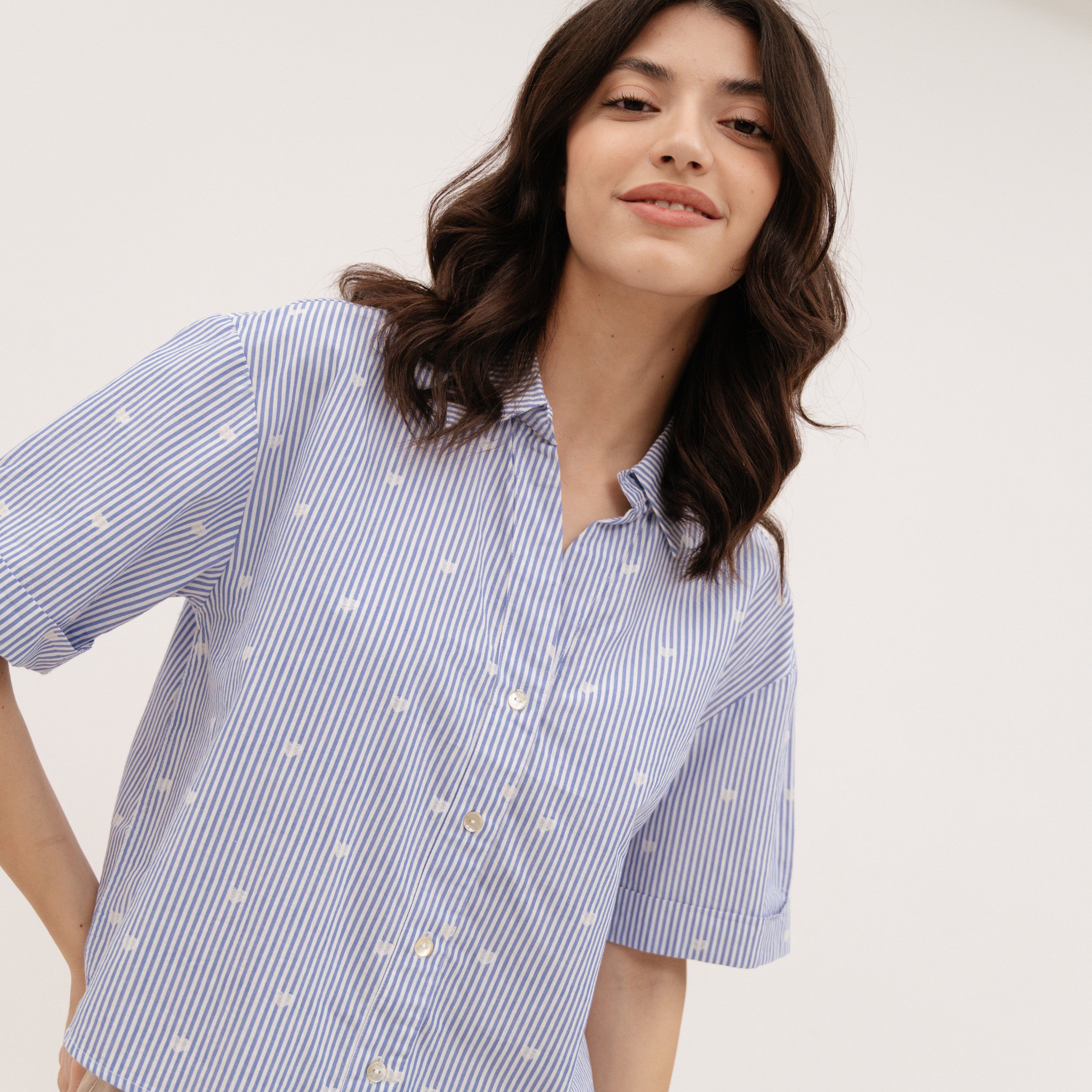 YESZEE Light Blue shirt with hearts