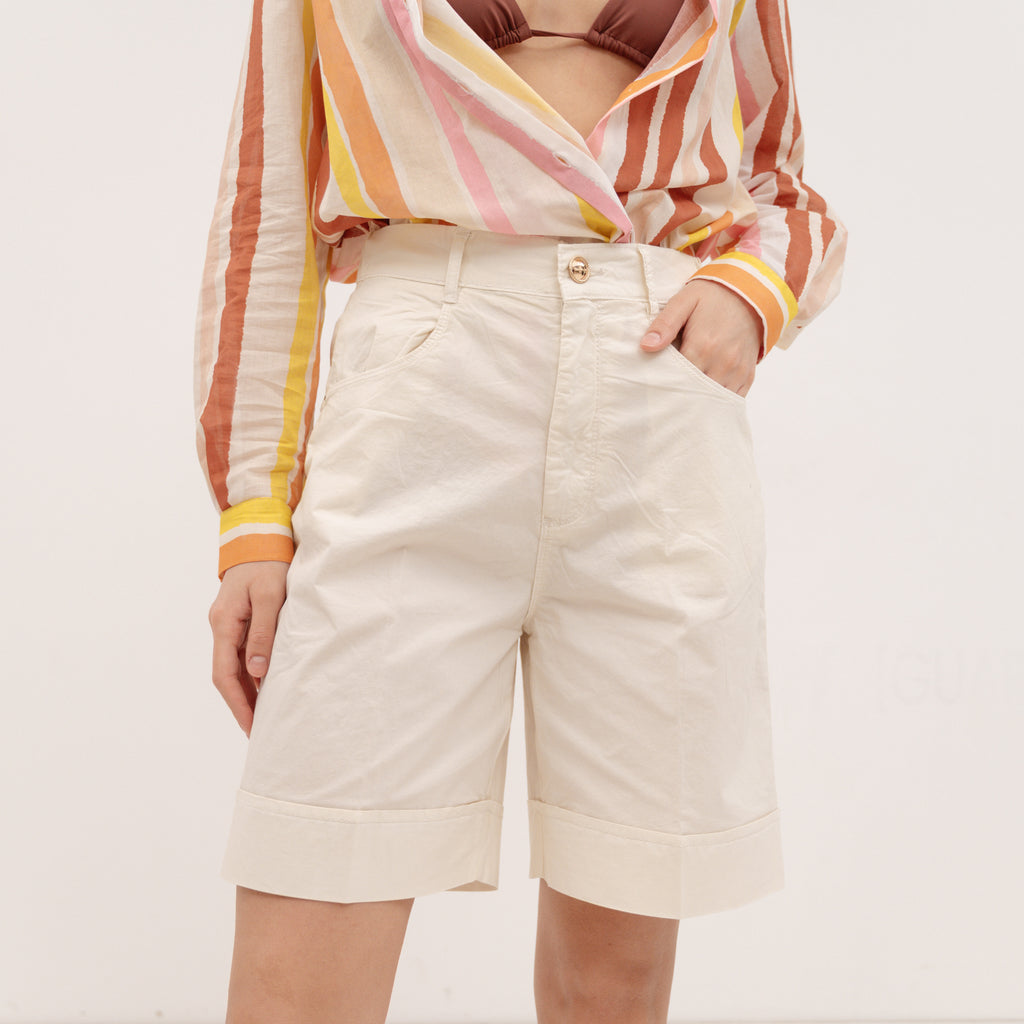 YESZEE White Cotton Shorts