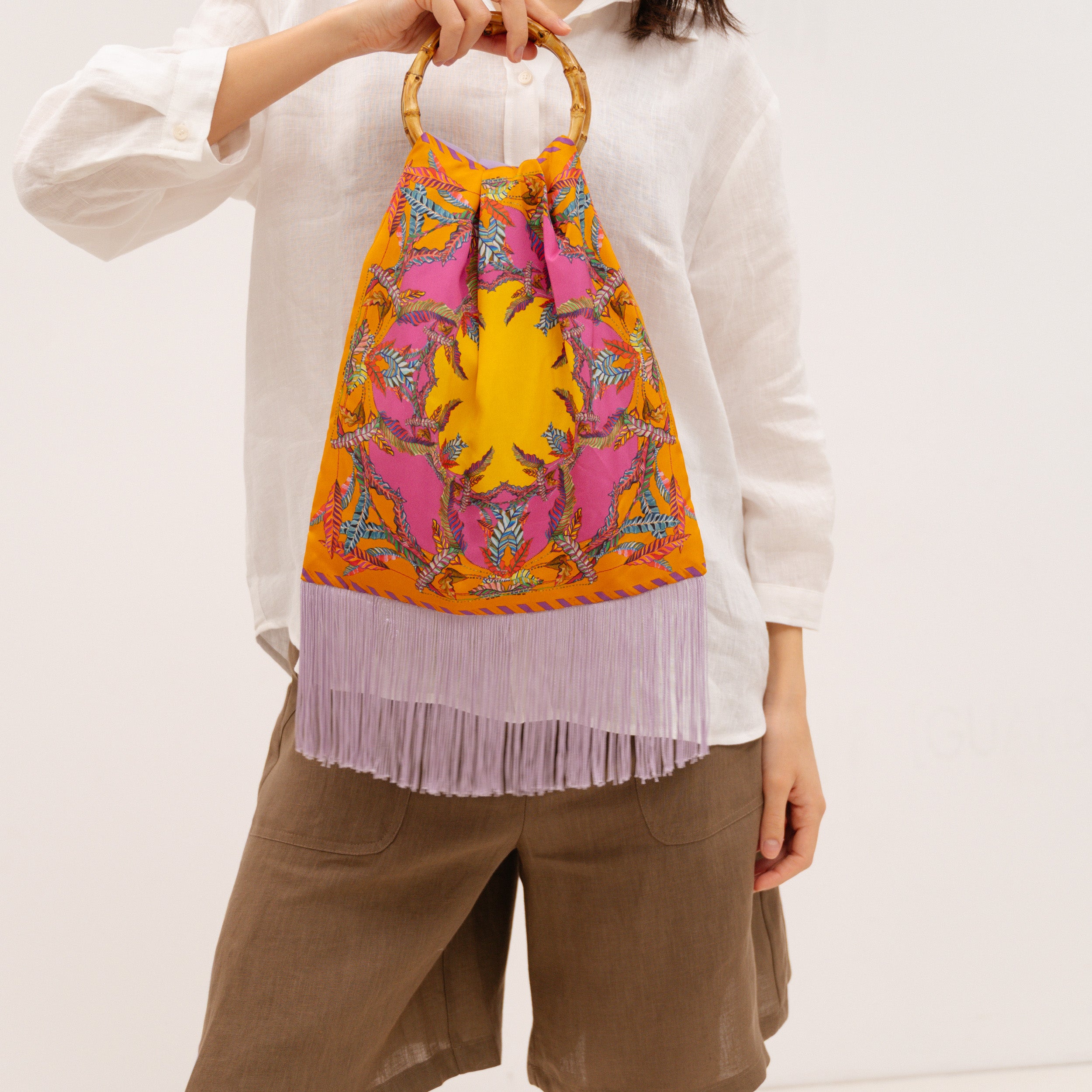 ELENI MALAMI "Island sunset" Luxury HandBag with Bamboo Handles