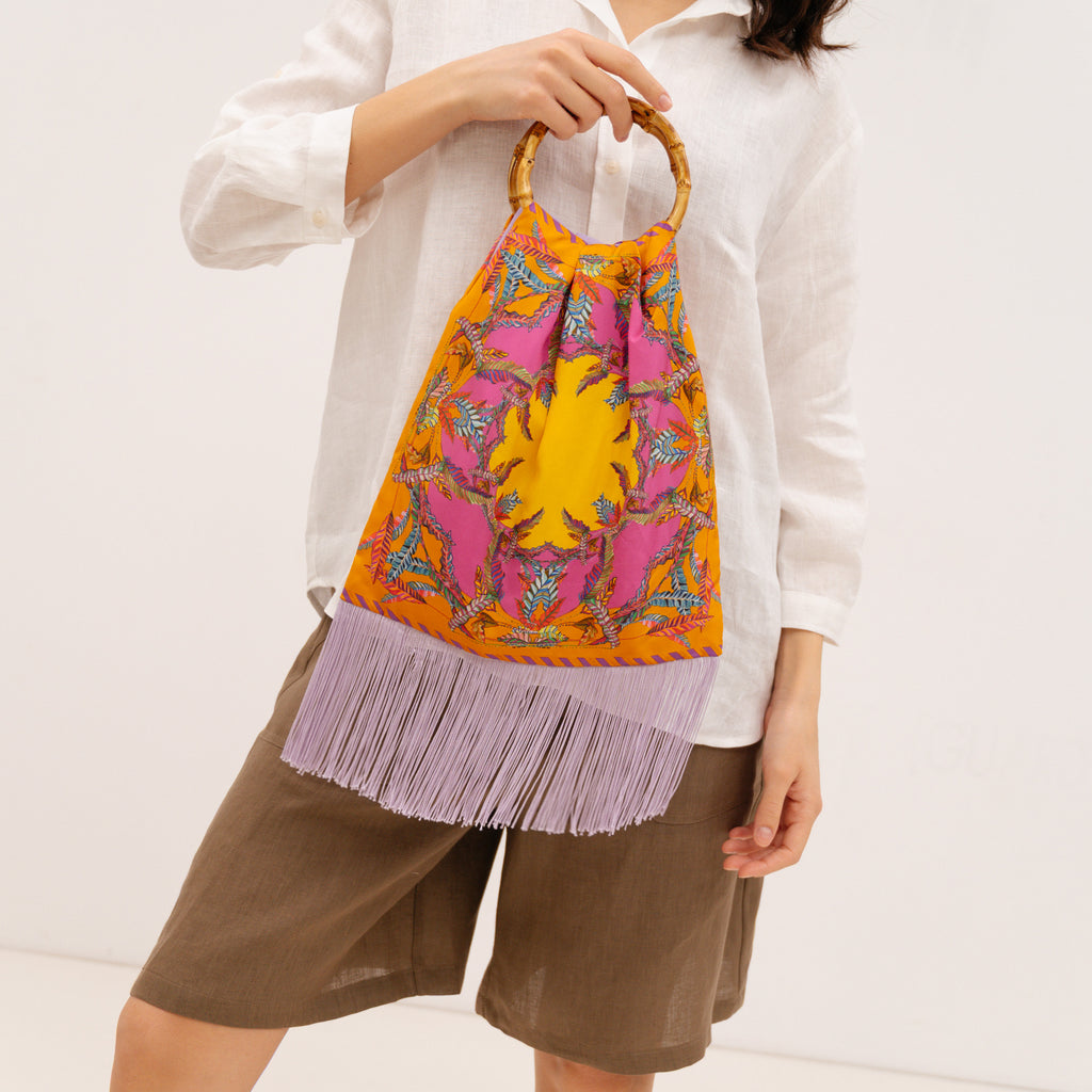 ELENI MALAMI "Island sunset" Luxury HandBag with Bamboo Handles