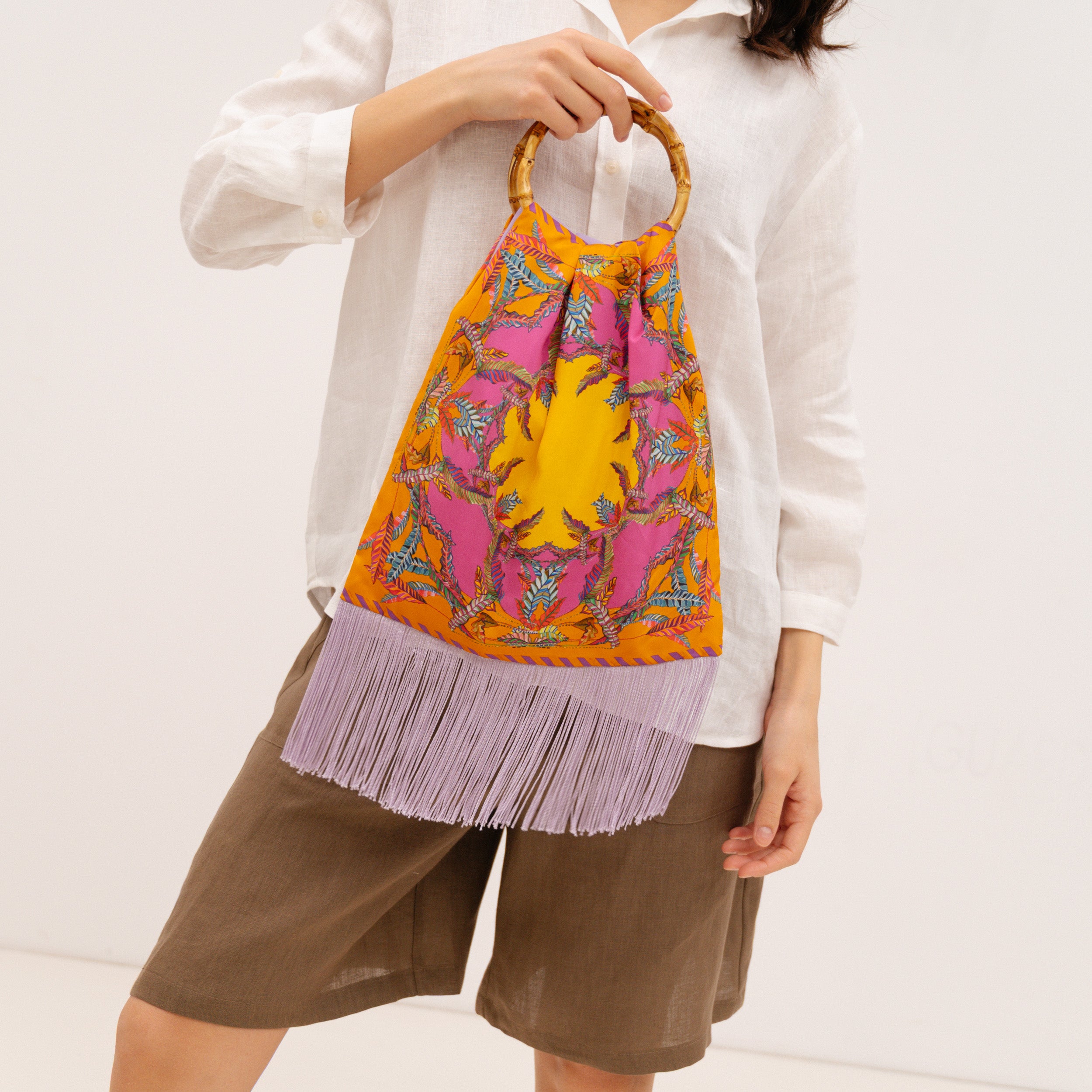 ELENI MALAMI "Island sunset" Luxury HandBag with Bamboo Handles