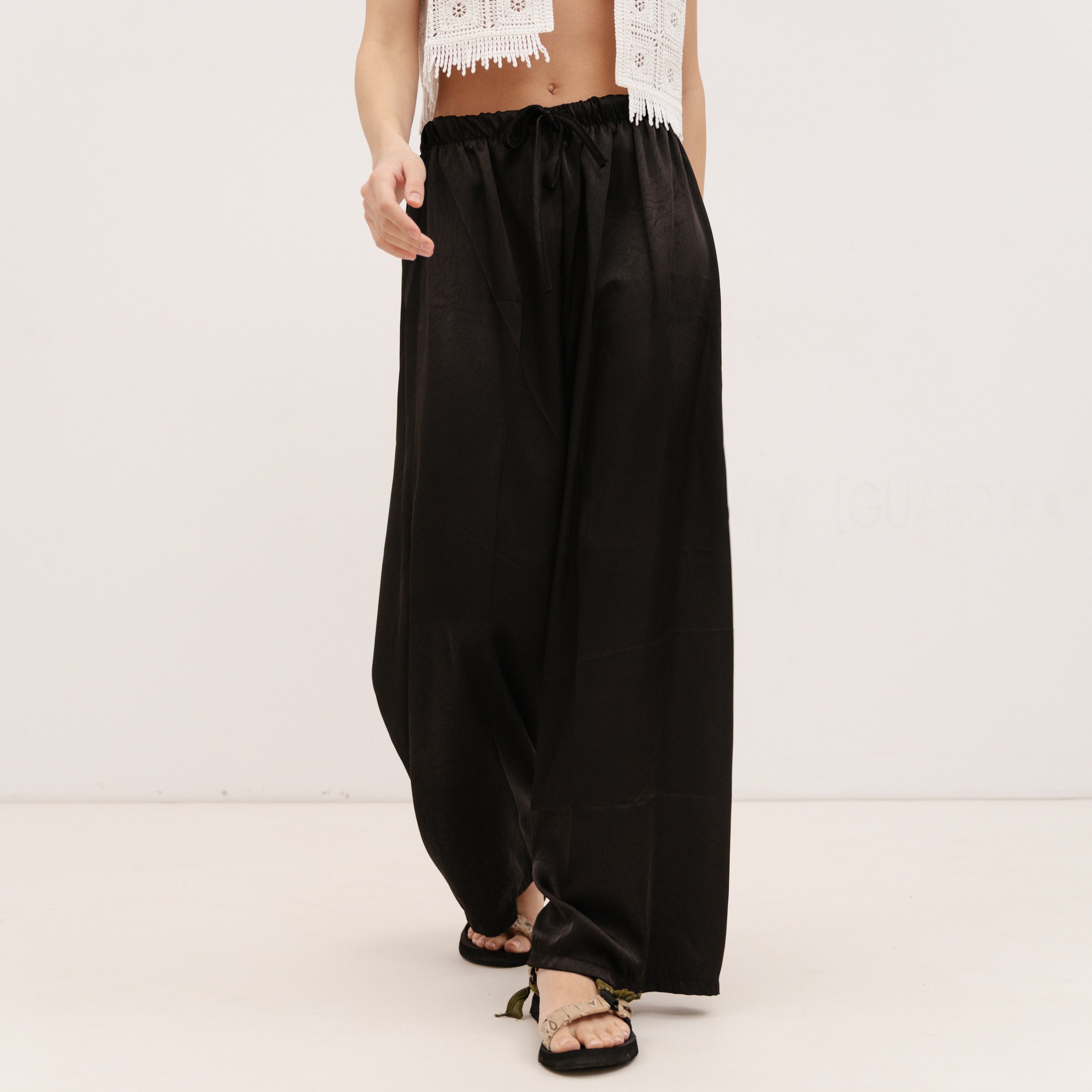 PERSA COLLECTION Black Satin Pants