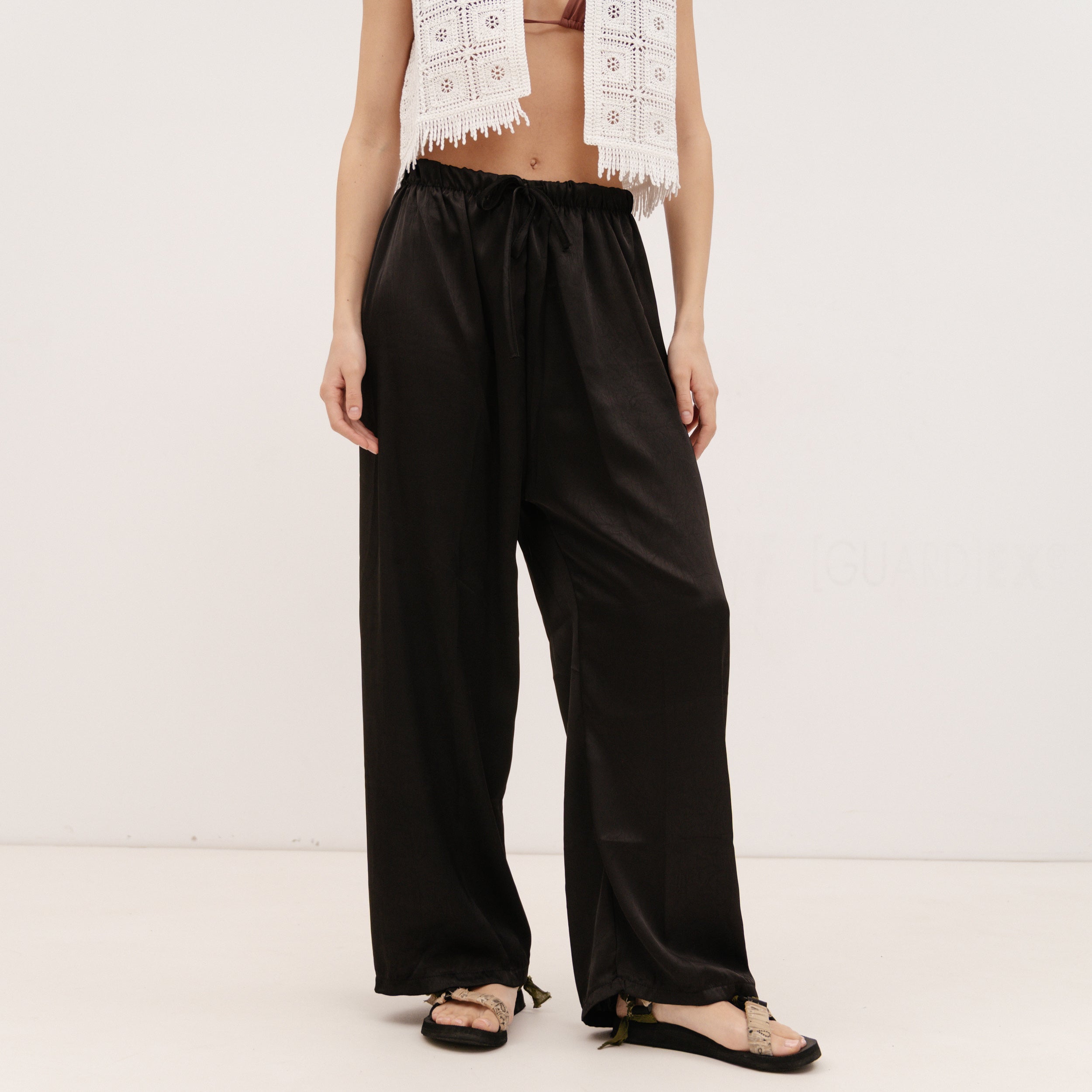 PERSA COLLECTION Black Satin Pants