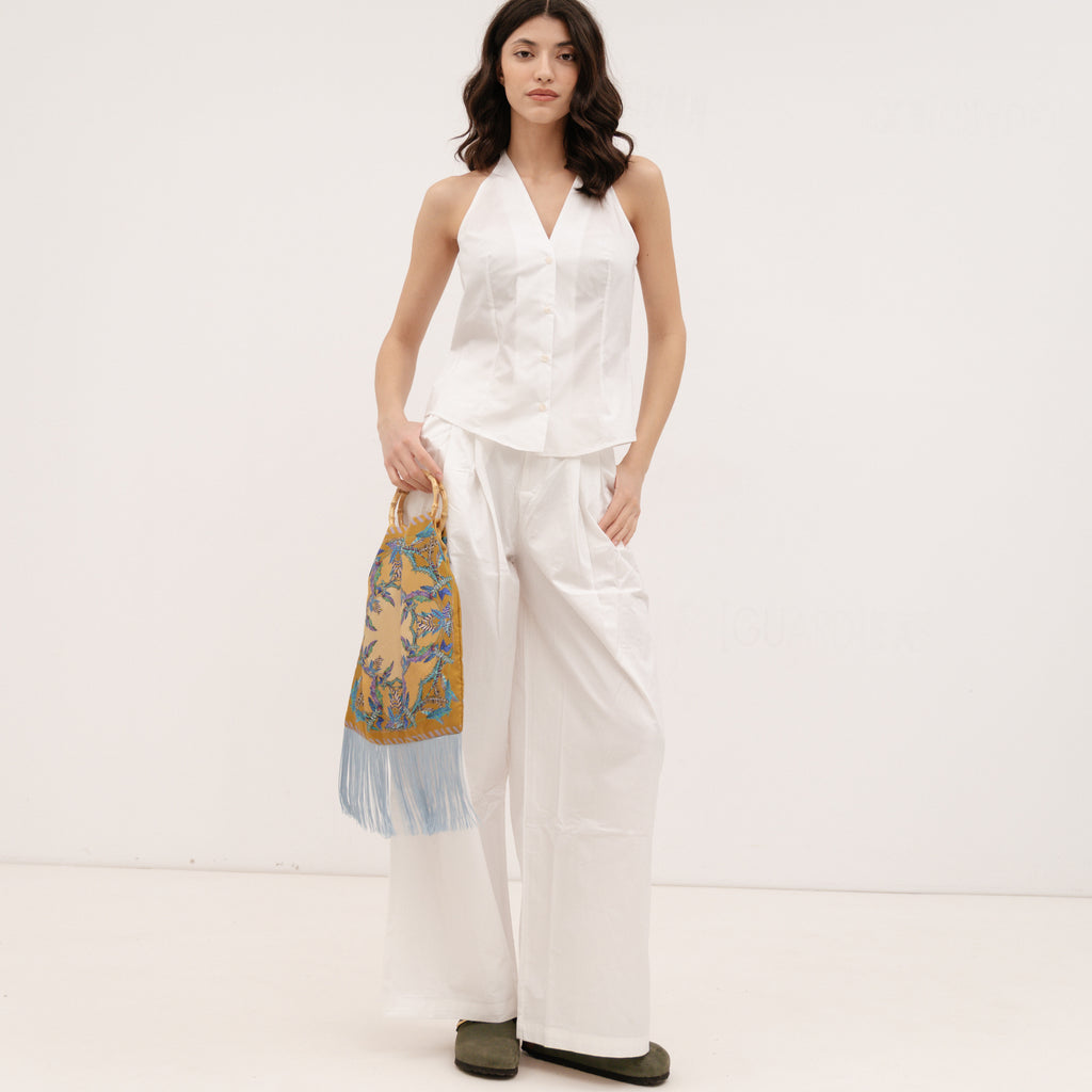 PERSA COLLECTION White Poplin Barrel Pants