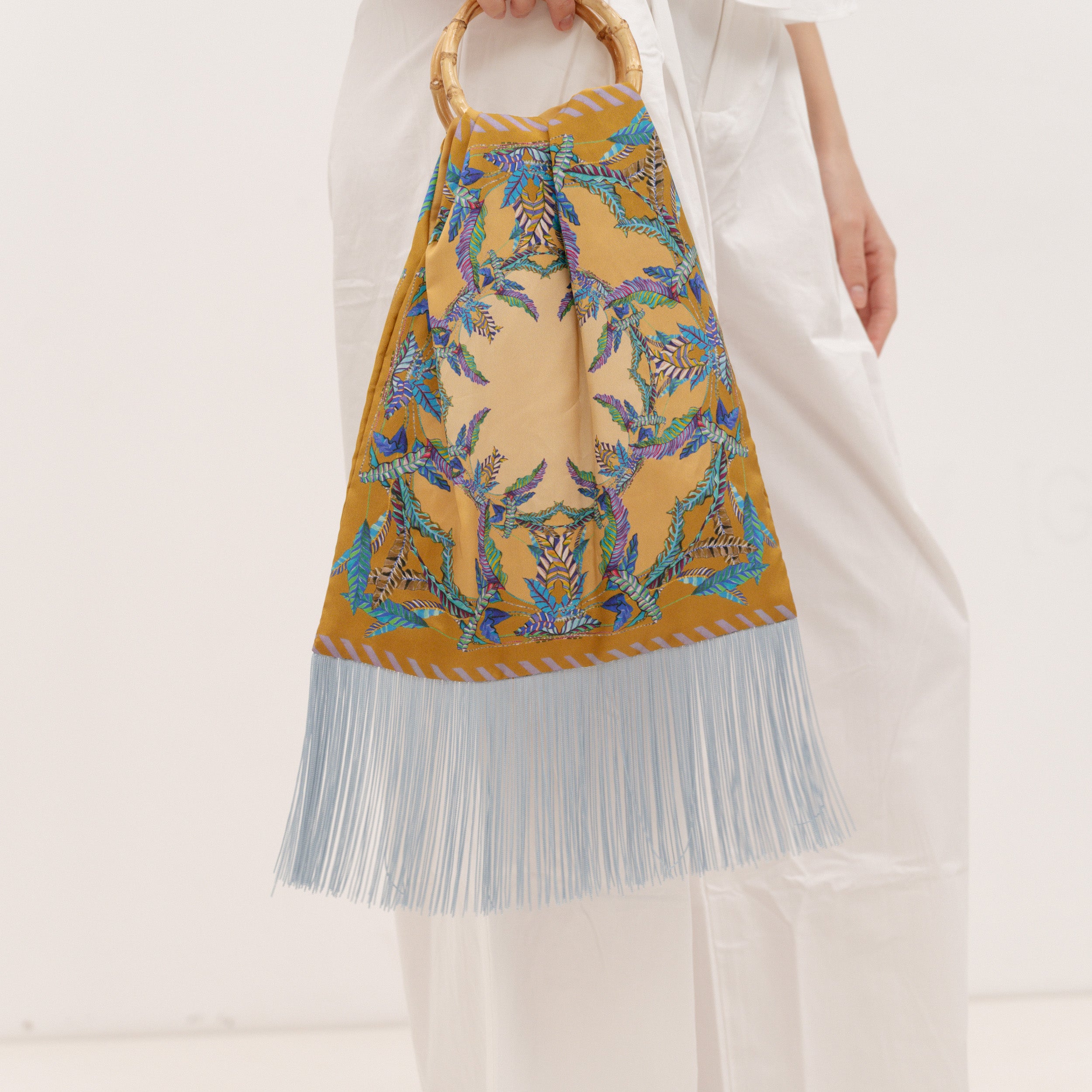 ELENI MALAMI "Island blues" Luxury HandBag with Bamboo Handles