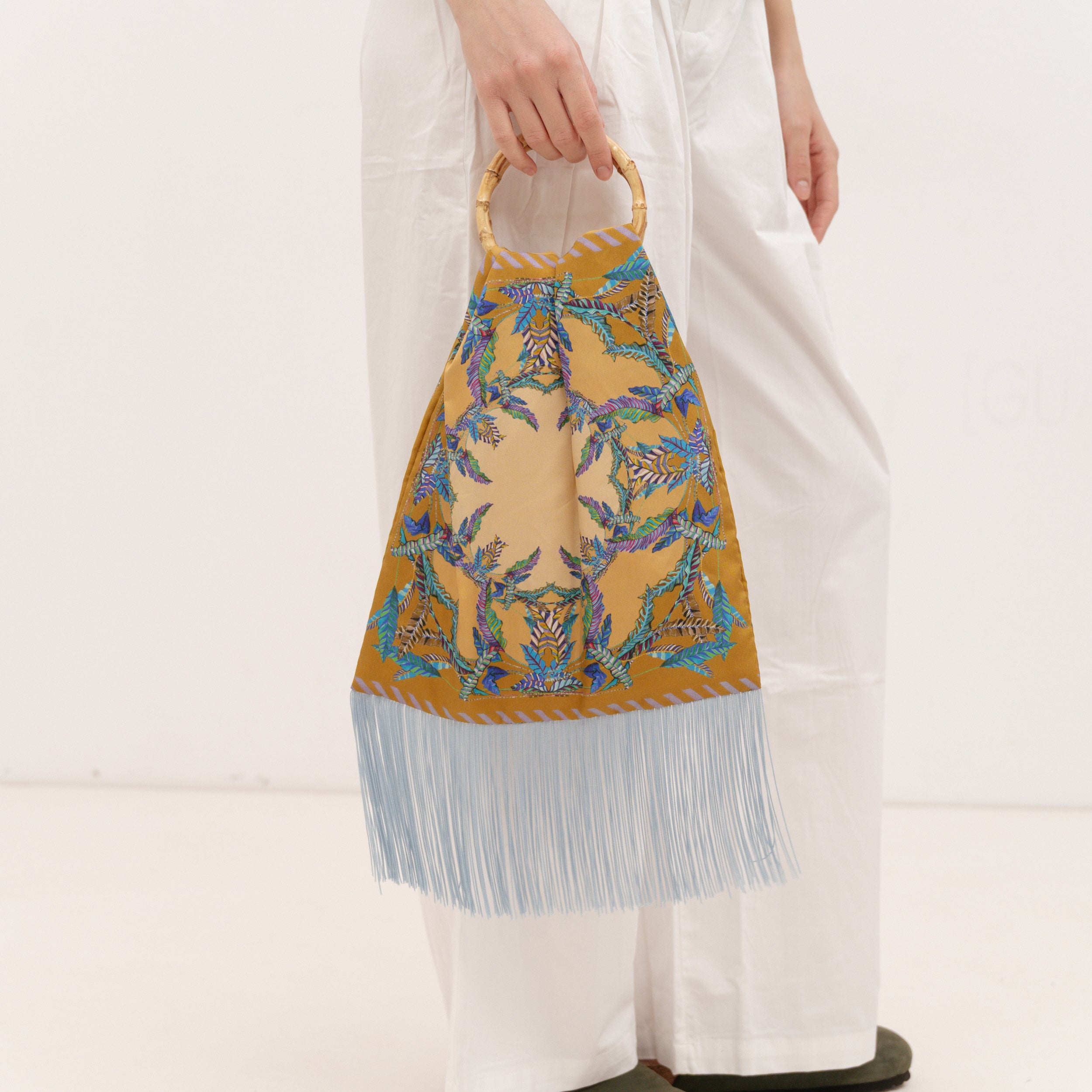 ELENI MALAMI "Island blues" Luxury HandBag with Bamboo Handles