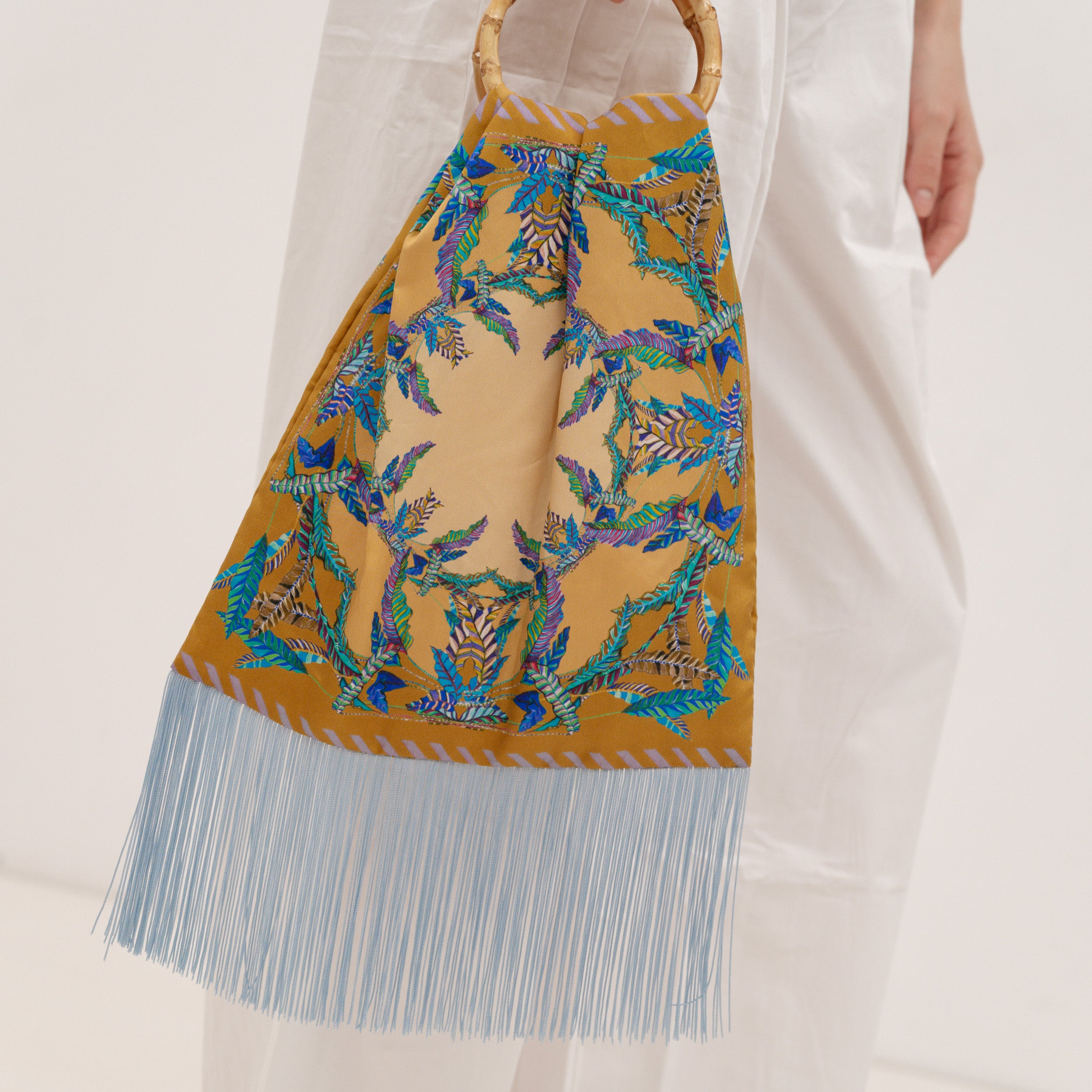 ELENI MALAMI "Island blues" Luxury HandBag with Bamboo Handles