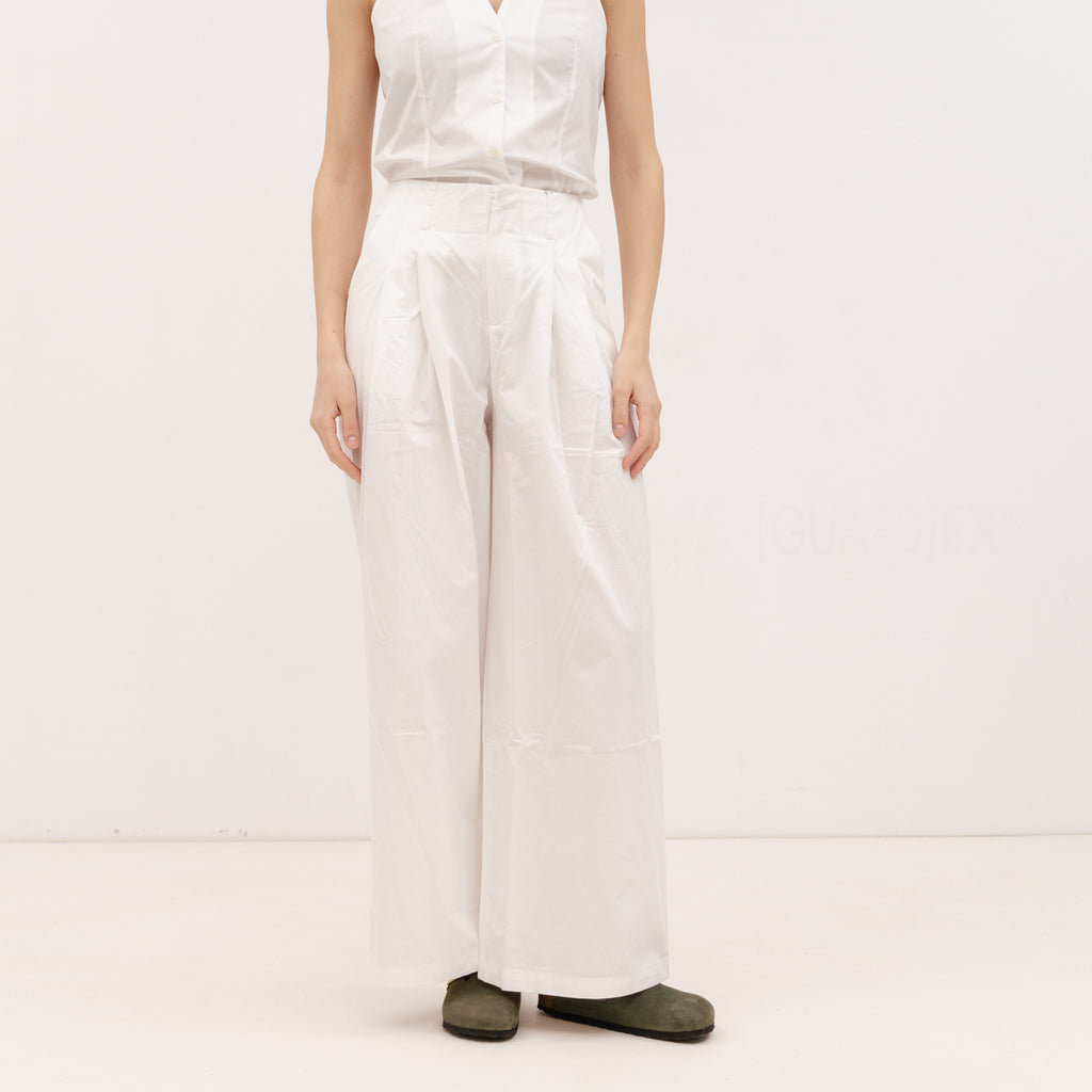 PERSA COLLECTION White Poplin Barrel Pants
