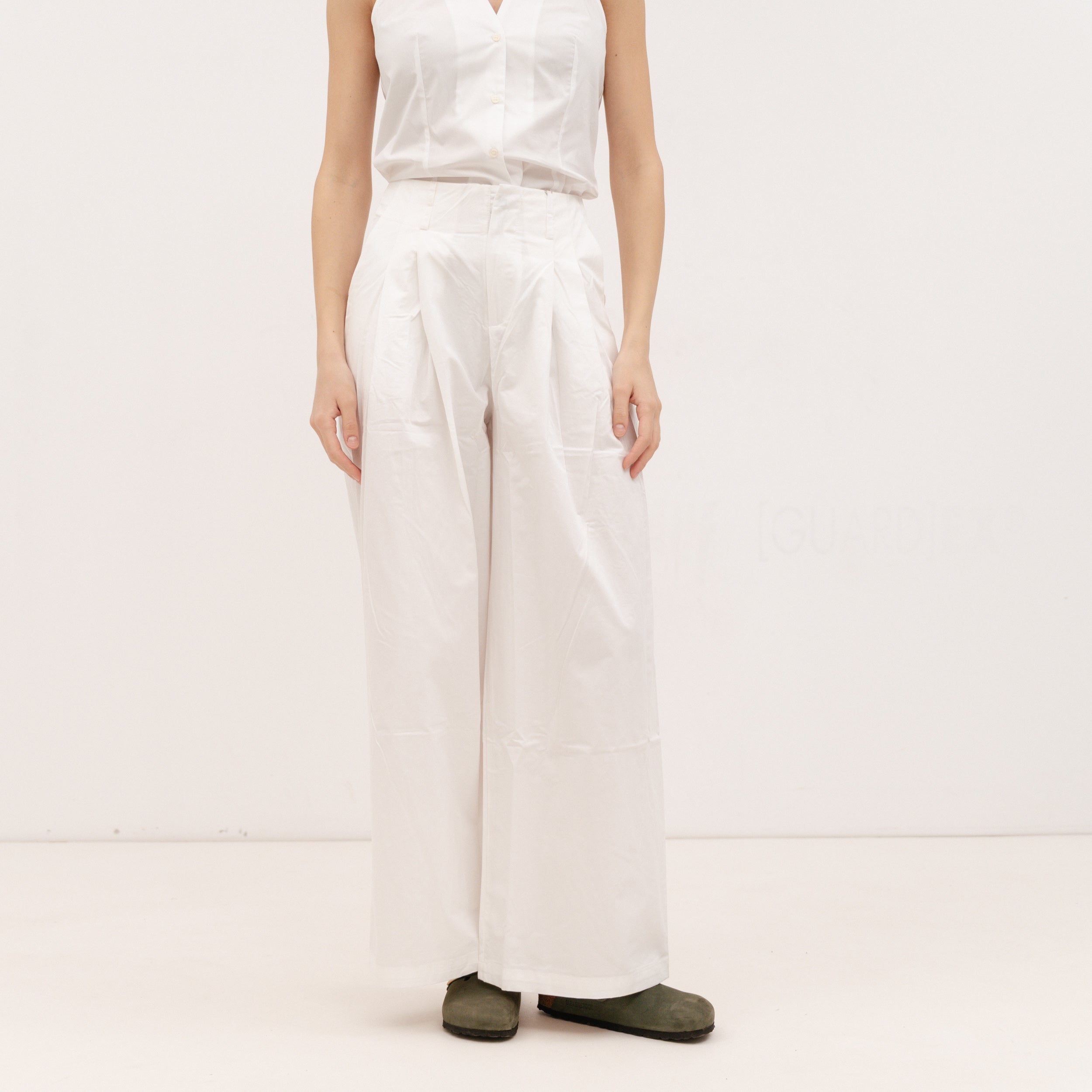 PERSA COLLECTION White Poplin Barrel Pants