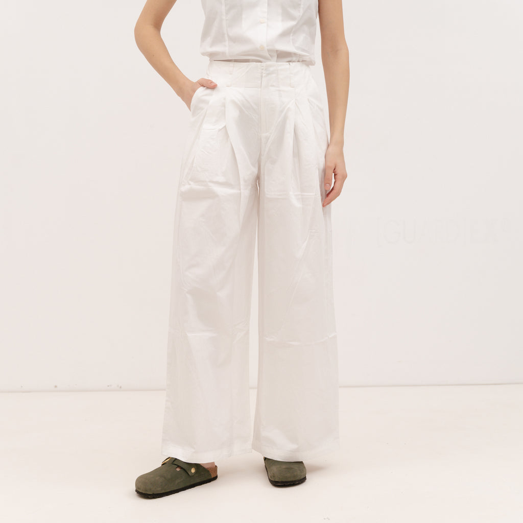 PERSA COLLECTION White Poplin Barrel Pants