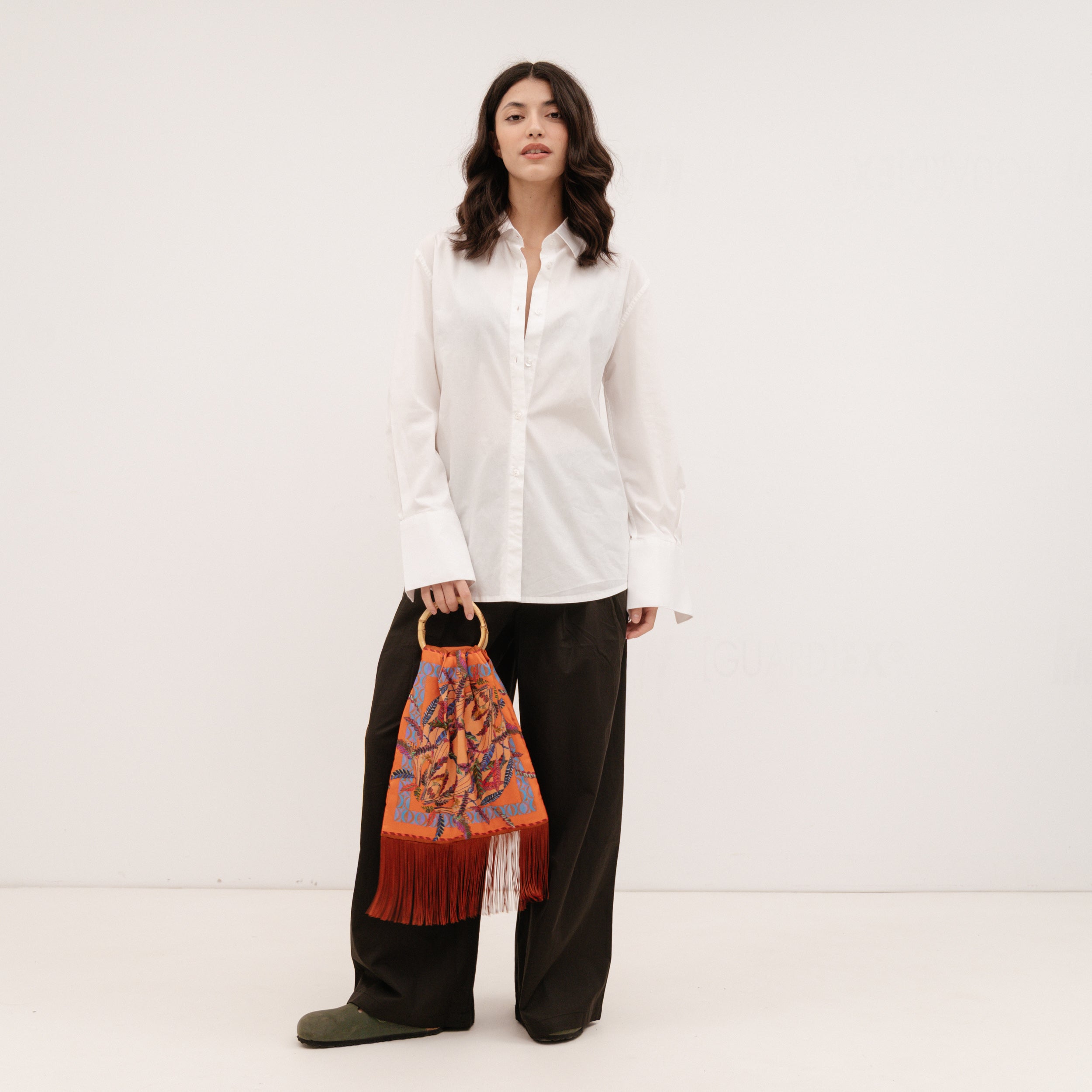 ELENI MALAMI "Teracotta" Luxury HandBag with Bamboo Handles