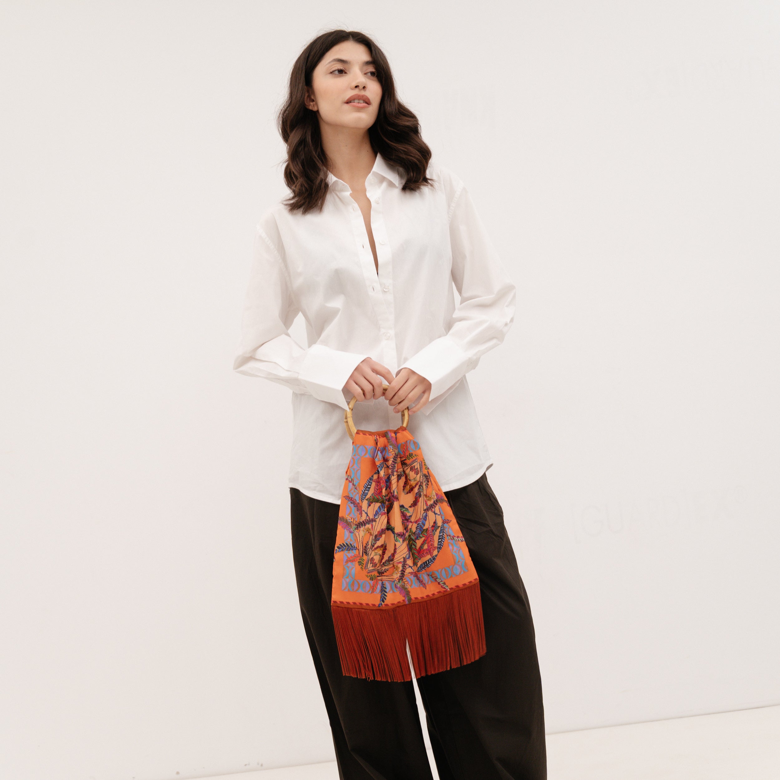 ELENI MALAMI "Teracotta" Luxury HandBag with Bamboo Handles