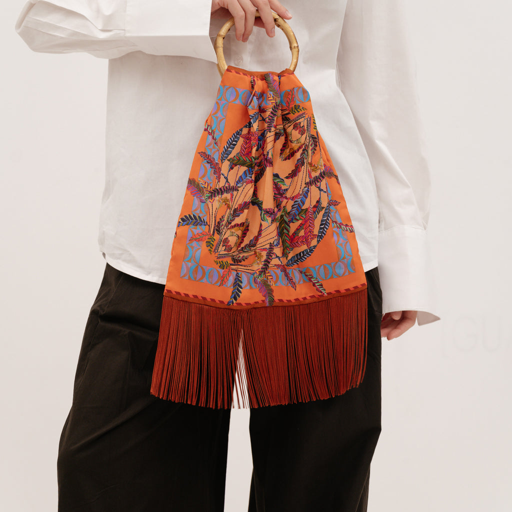 ELENI MALAMI "Teracotta" Luxury HandBag with Bamboo Handles