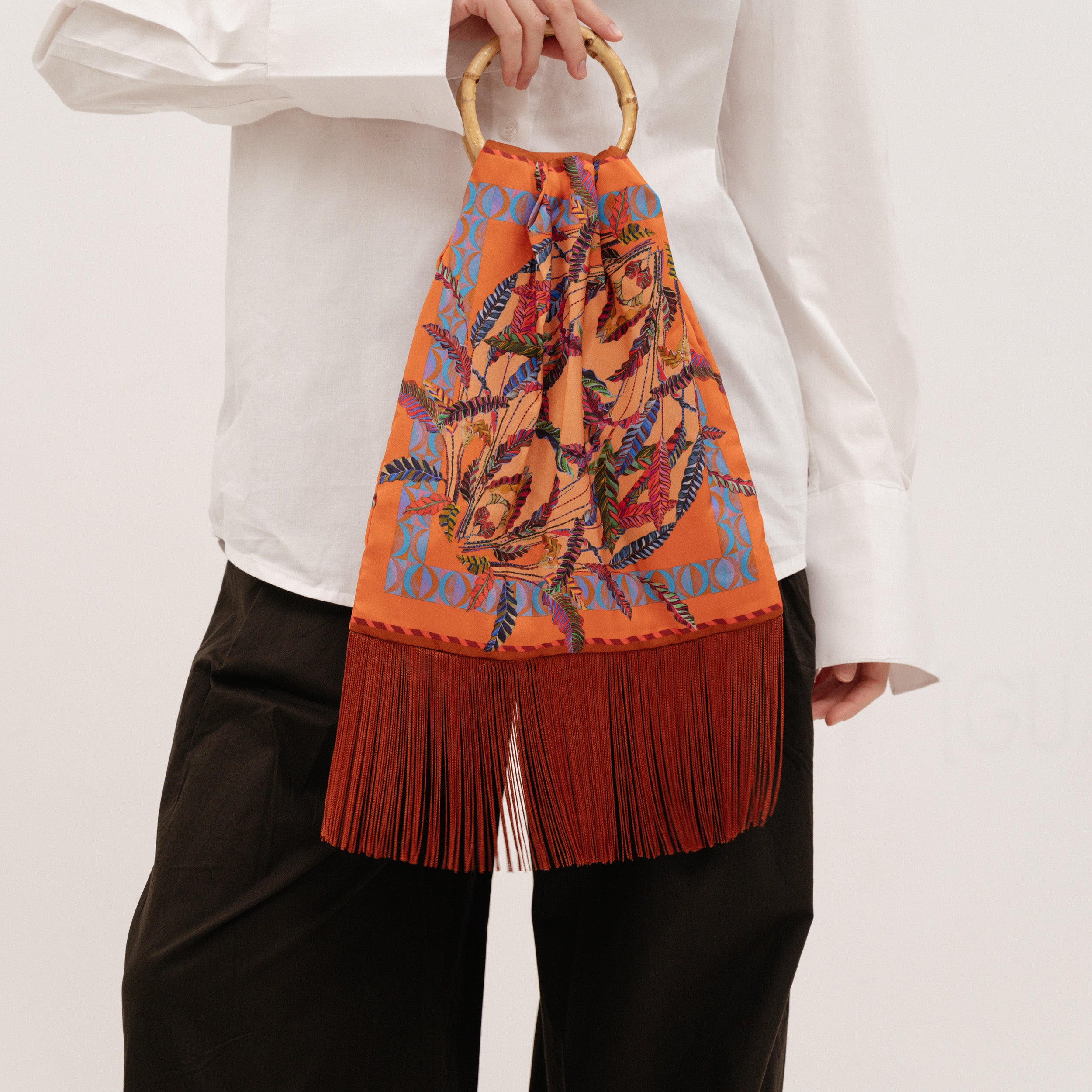 ELENI MALAMI "Teracotta" Luxury HandBag with Bamboo Handles