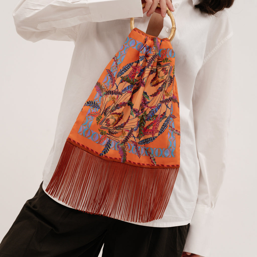 ELENI MALAMI "Teracotta" Luxury HandBag with Bamboo Handles