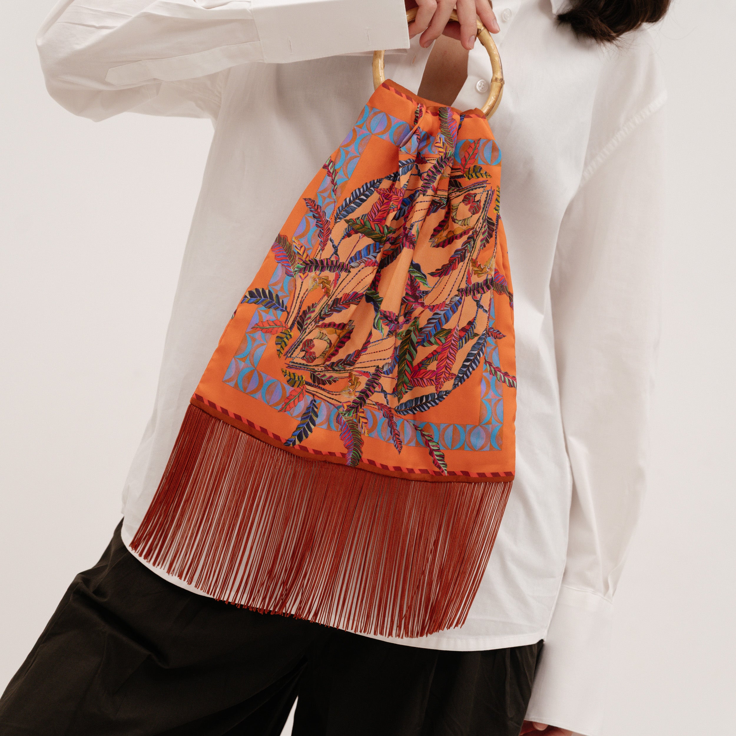 ELENI MALAMI "Teracotta" Luxury HandBag with Bamboo Handles